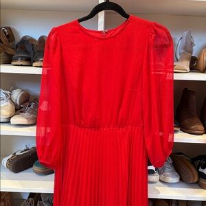 Ann Taylor Vibrant Red Long Sleeve Dress